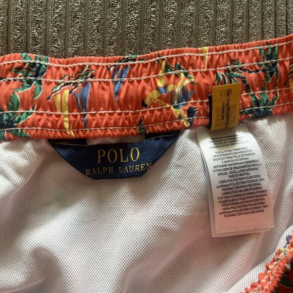 Polo Ralph Lauren Men  XLT Swim Trunks Short Orange Hawaiian Print NWOT - Picture 4 of 10